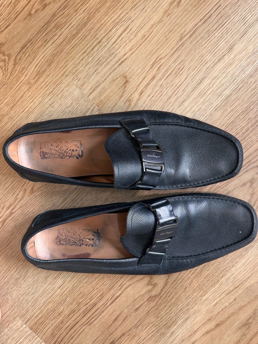 Men's Ferragamo Black Leather Loafers